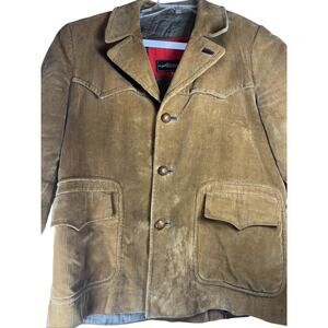 Vtg 60s 70s Atkinson Corduroy Coat Jacket 44 Tan Brown Made In Italy Vintage